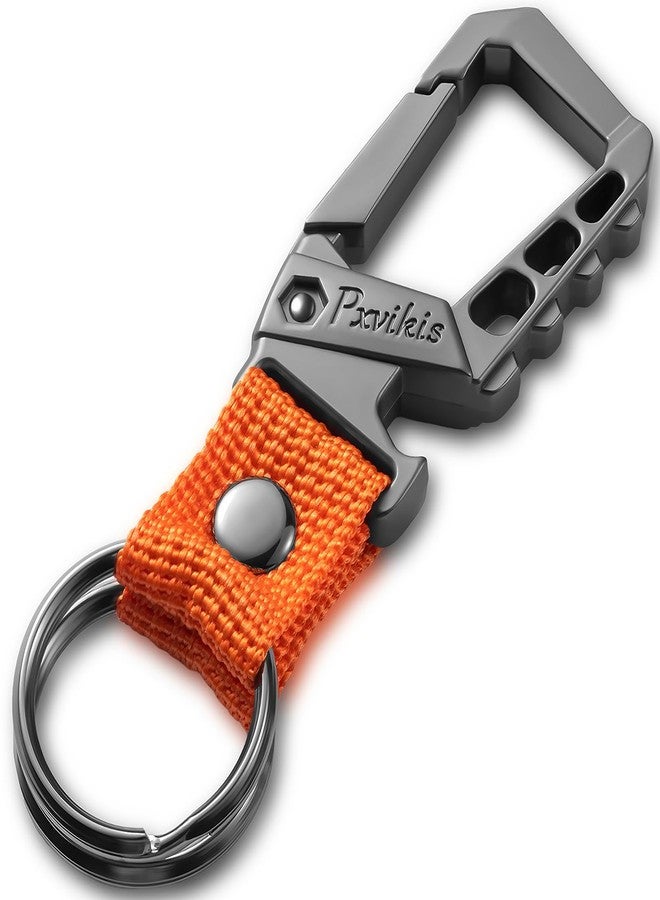 Pxvikis Carabiner clip Keychain metal heavy duty key chain bottle opener holder car key fob belt ring unisex for men and women.Orange - Image 1